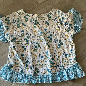 Cato Kids Floral Blouse with Ruffle Trim